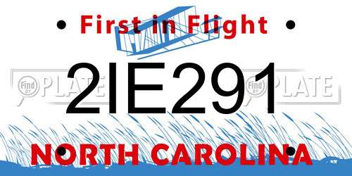 2IE291 North Carolina License Plate