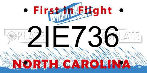 2IE736 North Carolina License Plate