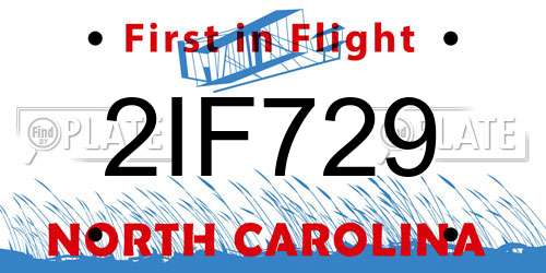 2IF729 North Carolina License Plate