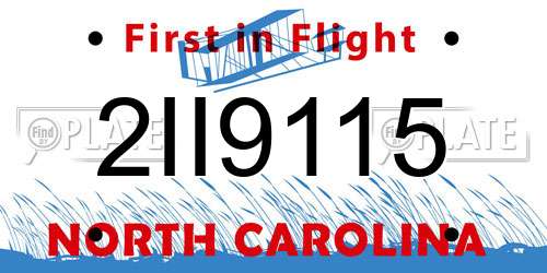 2II9115 North Carolina License Plate