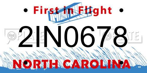 2IN0678 North Carolina License Plate