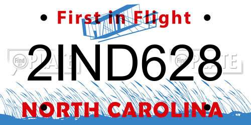 2IND628 North Carolina License Plate