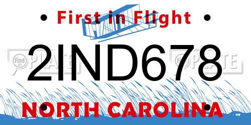 2IND678 North Carolina License Plate