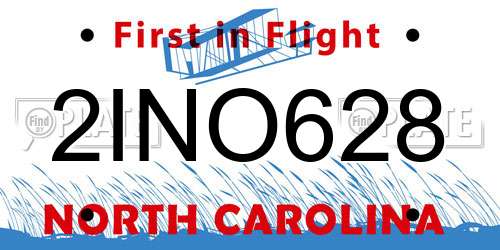 2INO628 North Carolina License Plate