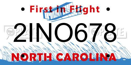 2INO678 North Carolina License Plate