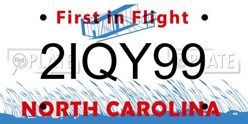 2IQY99 North Carolina License Plate