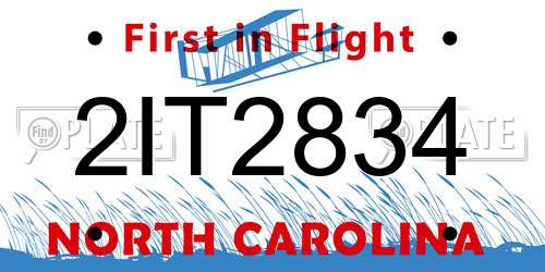 2IT2834 North Carolina License Plate