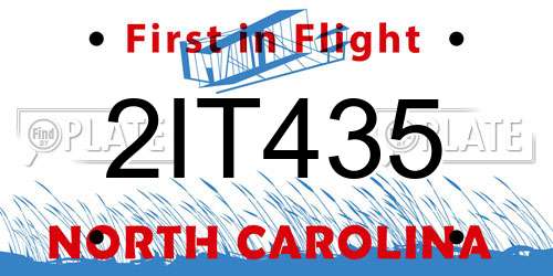 2IT435 North Carolina License Plate