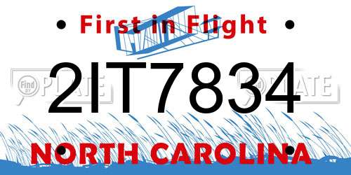 2IT7834 North Carolina License Plate