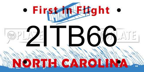 2ITB66 North Carolina License Plate
