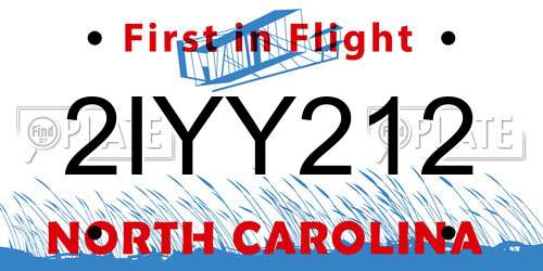 2IYY212 North Carolina License Plate