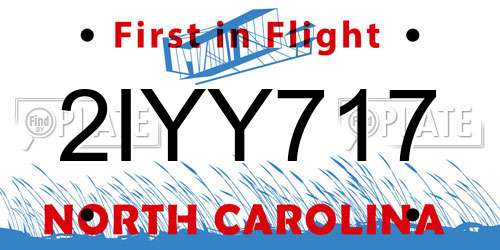 2IYY717 North Carolina License Plate