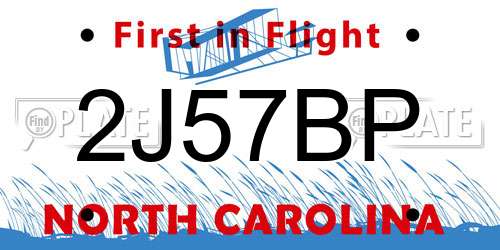 2J57BP North Carolina License Plate