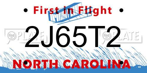 2J65T2 North Carolina License Plate