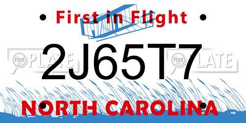 2J65T7 North Carolina License Plate