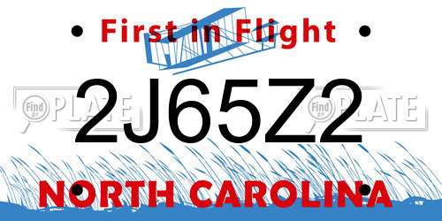 2J65Z2 North Carolina License Plate
