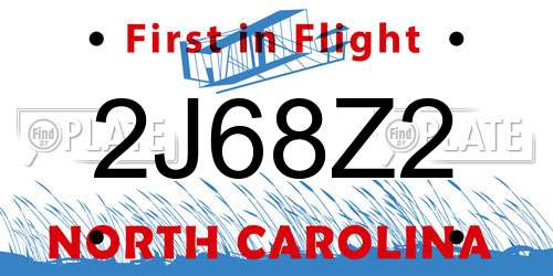 2J68Z2 North Carolina License Plate