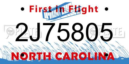 2J75805 North Carolina License Plate