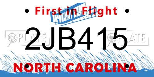2JB415 North Carolina License Plate