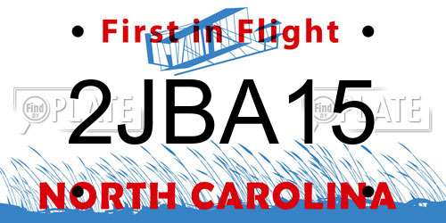 2JBA15 North Carolina License Plate