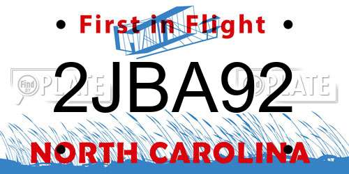 2JBA92 North Carolina License Plate