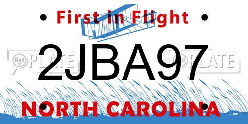 2JBA97 North Carolina License Plate