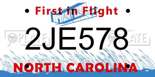 2JE578 North Carolina License Plate