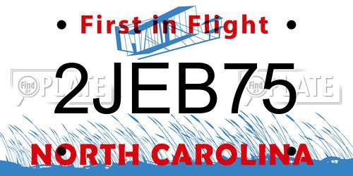 2JEB75 North Carolina License Plate