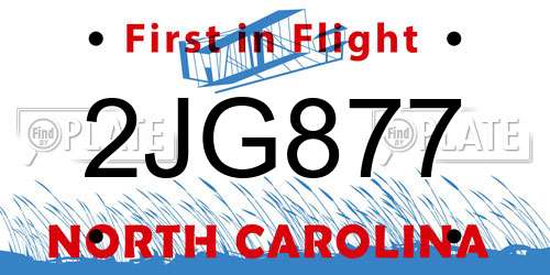 2JG877 North Carolina License Plate