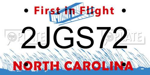 2JGS72 North Carolina License Plate