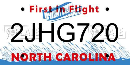 2JHG720 North Carolina License Plate