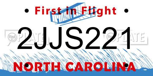 2JJS221 North Carolina License Plate