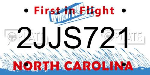 2JJS721 North Carolina License Plate