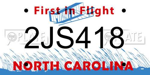 2JS418 North Carolina License Plate