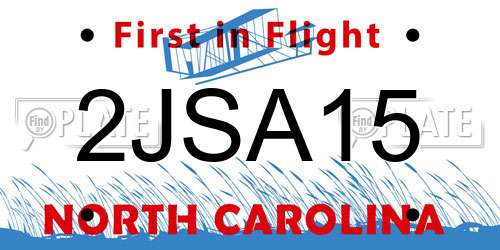 2JSA15 North Carolina License Plate