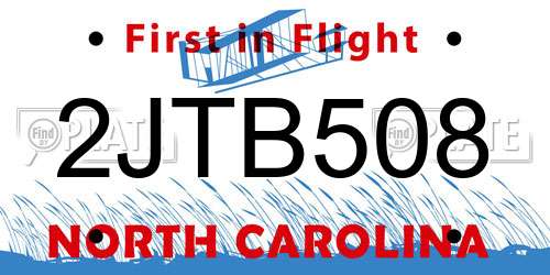 2JTB508 North Carolina License Plate