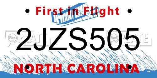 2JZS505 North Carolina License Plate