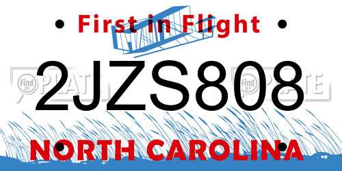 2JZS808 North Carolina License Plate