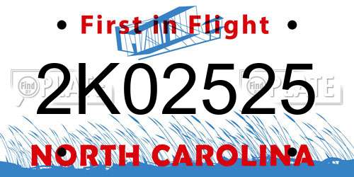 2K02525 North Carolina License Plate