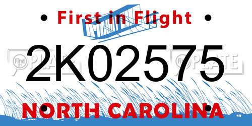 2K02575 North Carolina License Plate