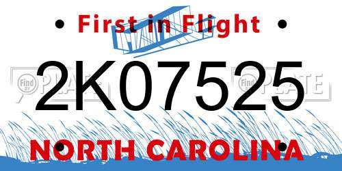 2K07525 North Carolina License Plate
