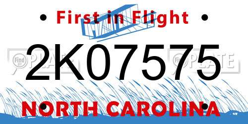2K07575 North Carolina License Plate