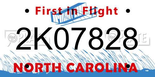 2K07828 North Carolina License Plate