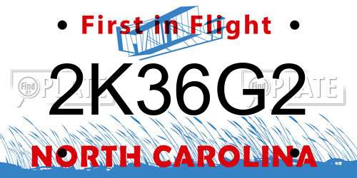 2K36G2 North Carolina License Plate