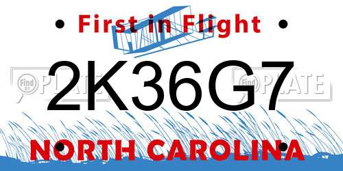 2K36G7 North Carolina License Plate