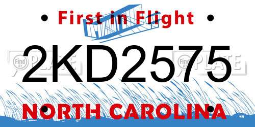 2KD2575 North Carolina License Plate