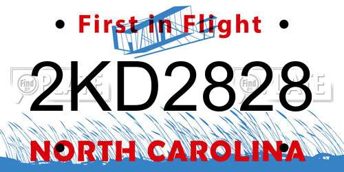 2KD2828 North Carolina License Plate