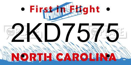 2KD7575 North Carolina License Plate