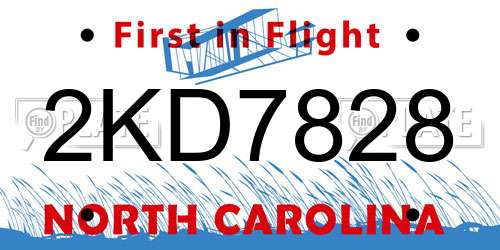 2KD7828 North Carolina License Plate