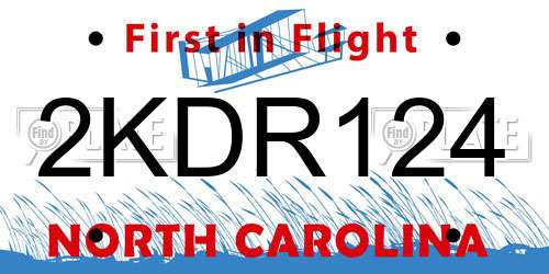 2KDR124 North Carolina License Plate